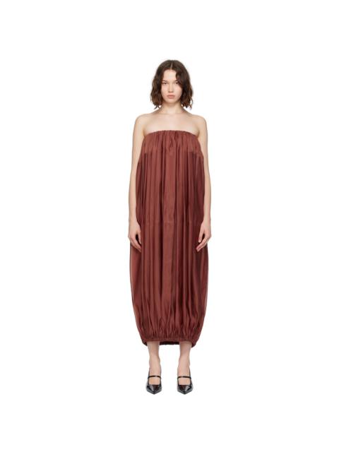 FERRAGAMO Burgundy Voluminous Bustier Maxi Dress