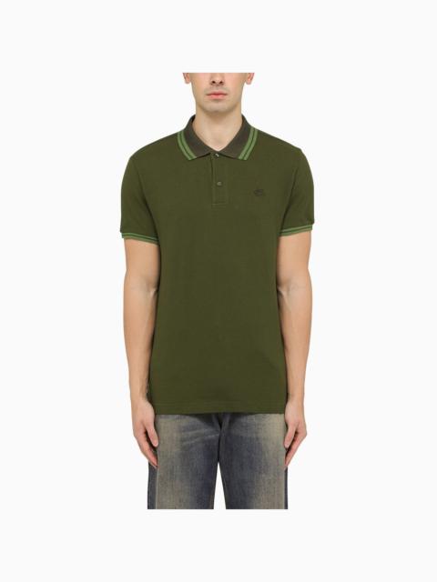 Etro Green Short Sleeved Polo Shirt With Logo Embroidery