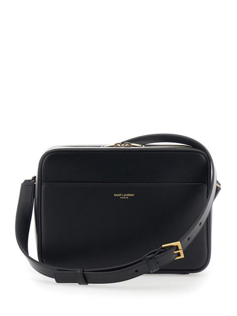 SAINT LAURENT Saint Laurent Men Black Crossbody Bag With Adjustable And Removable Strap And Logo Lettering On The 