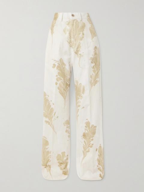 Dries Van Noten Floral-print Cotton Straight-leg Pants