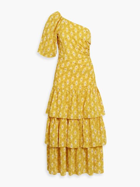VERONICA BEARD Virginia one-sleeve floral-print cotton and silk-blend jacquard midi dress