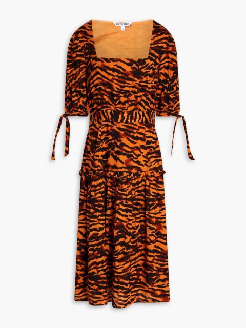 Other Designers Yosline gathered tiger-jacquard midi dress