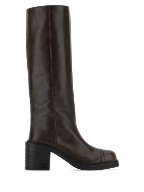 Miu Miu Miu Miu Women Chocolate Leather Boots