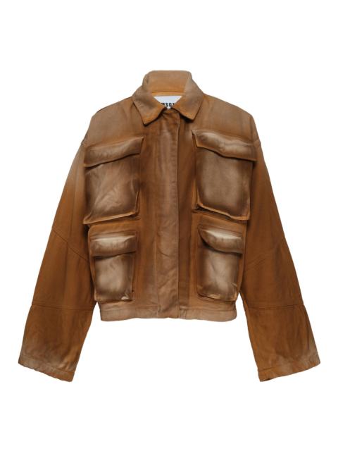 MSGM Brown Utility Pocket Detail Jacket