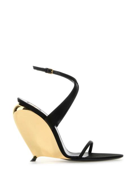 SAINT LAURENT Saint Laurent Women Black Crepe Tallulah Wedges
