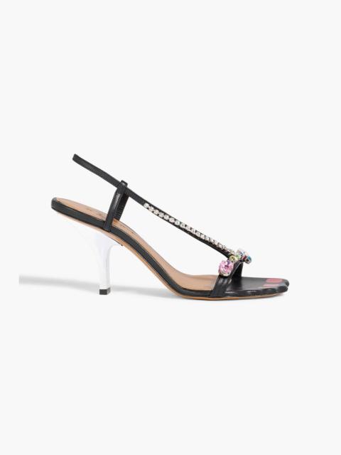 Marni Crystal-embellished leather slingback sandals