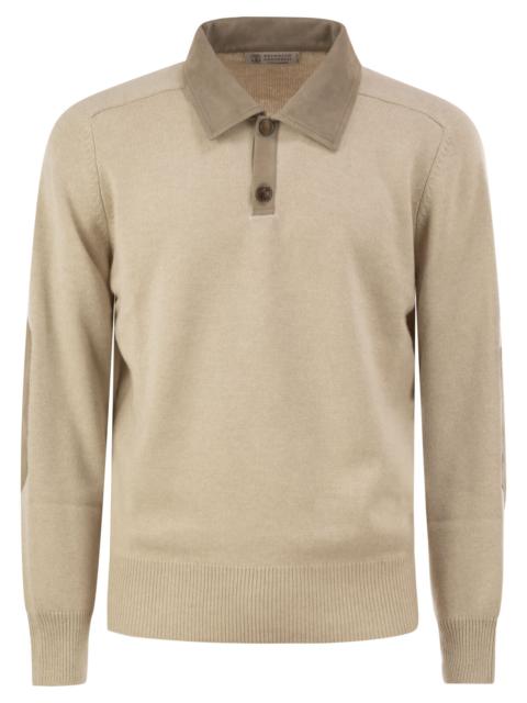 Brunello Cucinelli Brunello Cucinelli Men Pure Cashmere Polo Jumper With Leather Details