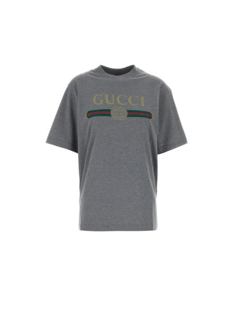 GUCCI GUCCI Gray Cotton T-shirt New & Authentic (Women's size:4;)