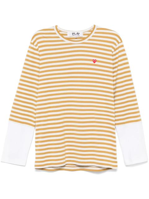 Comme des Garçons PLAY Small Red Emb Bi-Col Stripe Tee Unisex