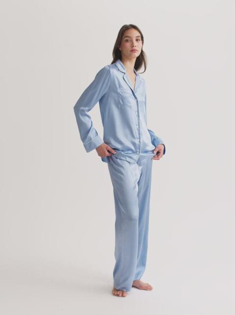 Derek Rose Women's Silk Pajamas Bailey Silk Cloud Blue