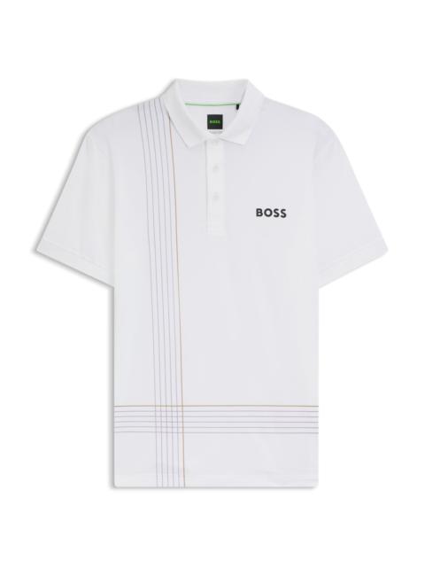 BOSS ACTIVE QUICK-DRY POLO SHIRT WITH CHECK ARTWORK