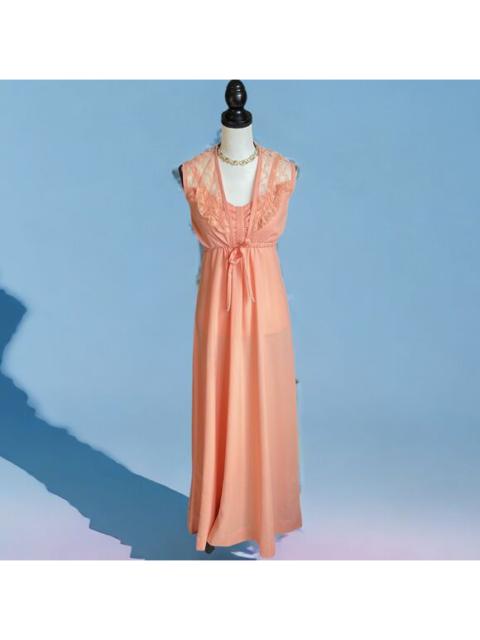 Other Designers Vintage 70s Peach Orange Teens Maxi Prom Event Dress With Jacket XXS 00 0