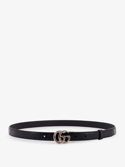 GUCCI Gucci Leather Belt with All-Over GG Logo Black