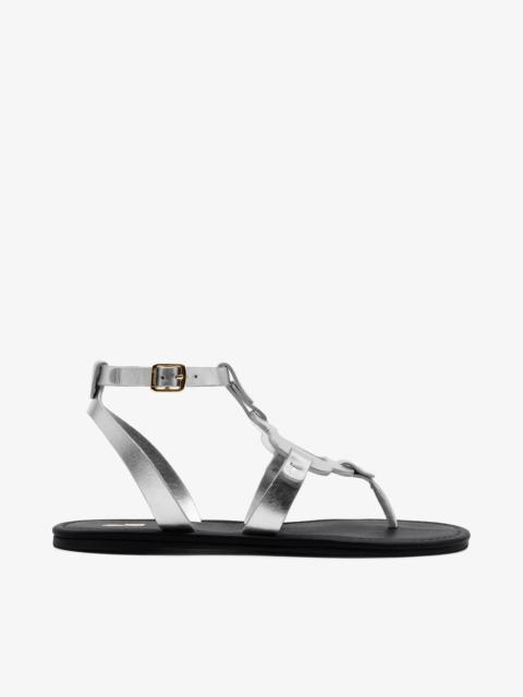 Larroudé Margherita Sandal In Metallic Silver Leather