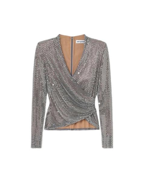 self-portrait Self-Portrait Women Rhinestone Mesh Wrap Top