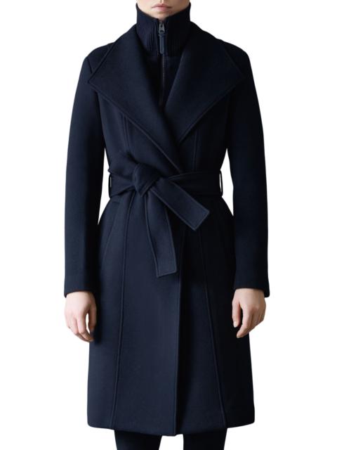 MACKAGE Mackage Norita Belted Double Face Wool Coat with Wool Blend Bib in Navy at Nordstrom