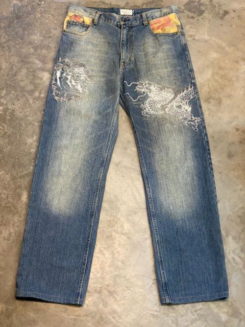 Other Designers Japanese Brand - KATAKURI TAMASHII TIGER & DRAGON EMBROIDERY DENIM PANTS