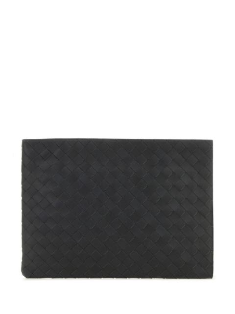 Bottega Veneta Man Slate Leather Intrecciato Pouch