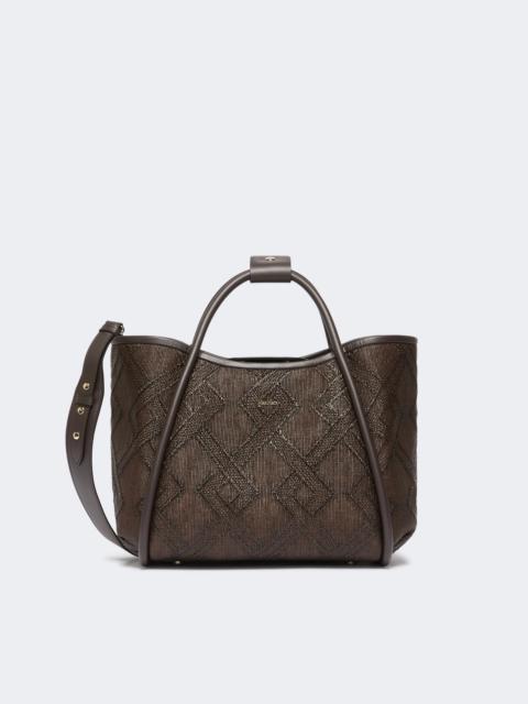 Max Mara Small Marine bag in diamond-patterned basketweave - DARK BROWN