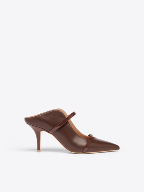 MALONE SOULIERS Maureen 70 Dark Brown Leather Heeled Mules