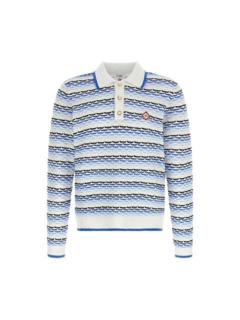 CASABLANCA CASABLANCA Tuck Stitch Blue Polo Shirt New And Authentic (Me