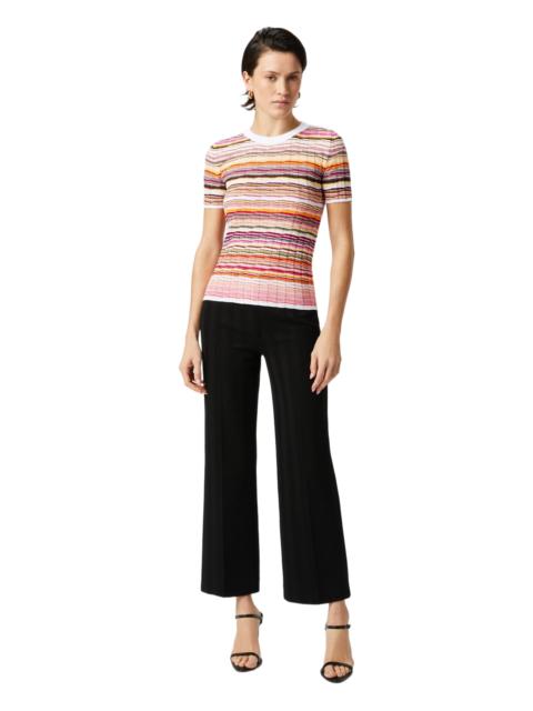 Missoni Missoni Striped Cotton And Viscose Ribbed Sweater With Three-quarter Sleeves in Pink at Nordstrom
