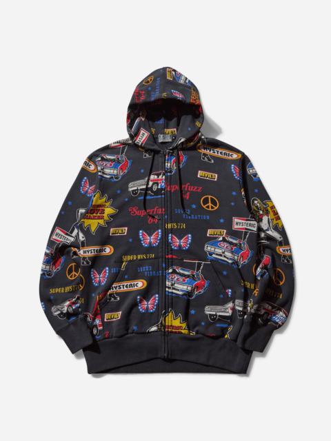 Hysteric Glamour Men's Love Maker Pattern Zip Hoodie Black