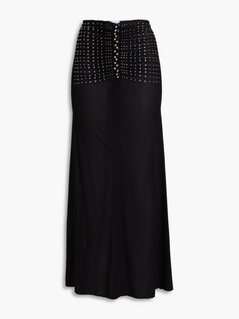 rabanne Studded cupro-blend jersey maxi skirt