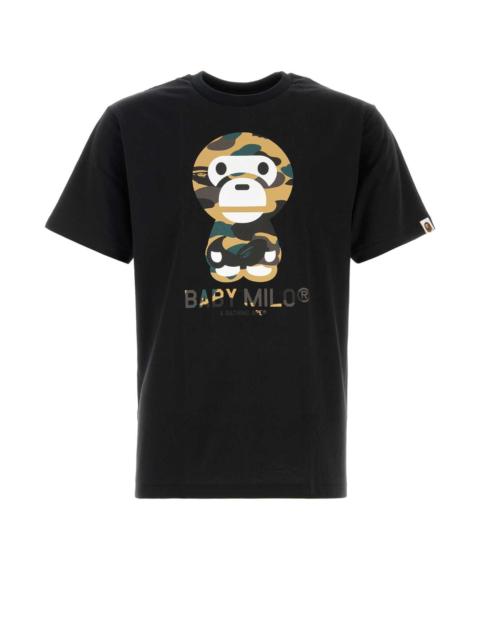 A BATHING APE® Bape Men Black Cotton 1St Camp Baby Milo T-Shirt