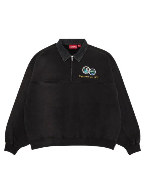 Supreme Supreme Denim Collar Half Zip Sweatshirt 'Black'