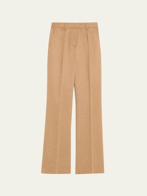 Max Mara Carbone Pleated Wool Straight-Leg Trousers