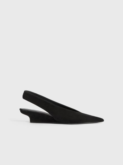 TOTEME Wedge-heel suede slingbacks black