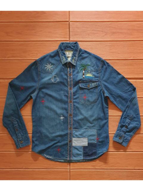 Other Designers Archival Clothing - Grn shashiko patchwork shirt