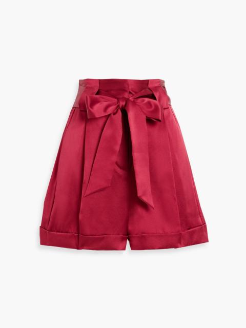 Other Designers Belted silk-satin shorts