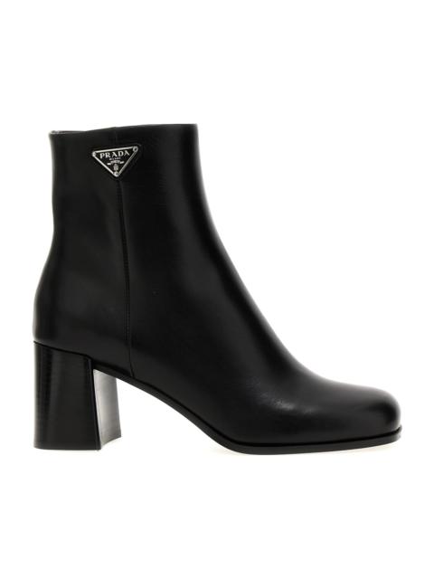 Logo Leather Ankle Boots