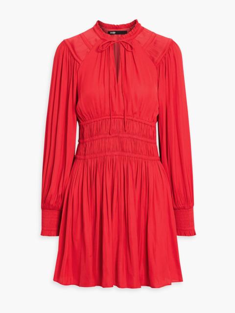 maje Shirred satin mini dress