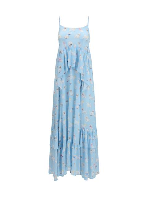 FIORUCCI Fiorucci Poodle-print Tiered Long Dress