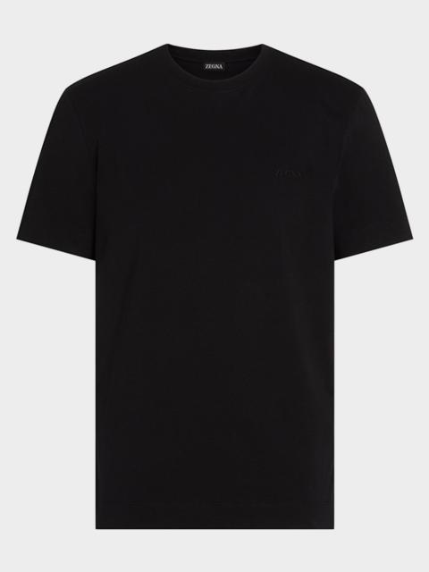 ZEGNA Men's Cotton Jersey Tonal Logo T-Shirt