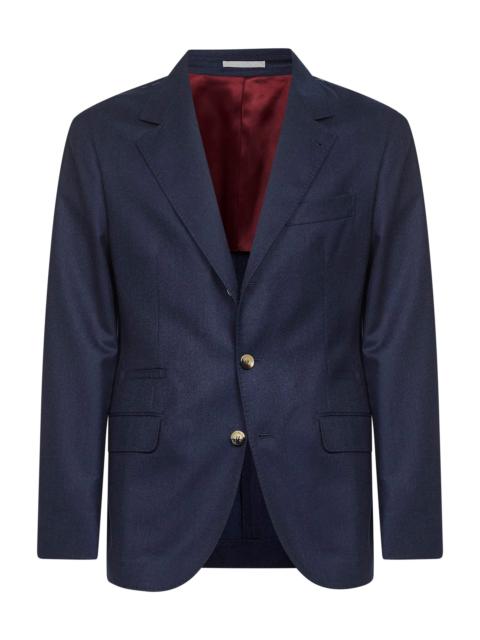 Brunello Cucinelli Brunello Cucinelli Men Blue Flannel Deconstructed Blazer