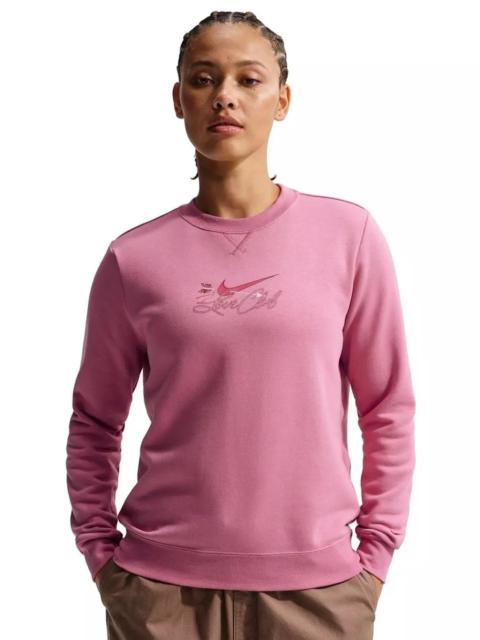 Nike Women's Sportswear Club Fleece Crew-Neck Sweatshirt -Pink