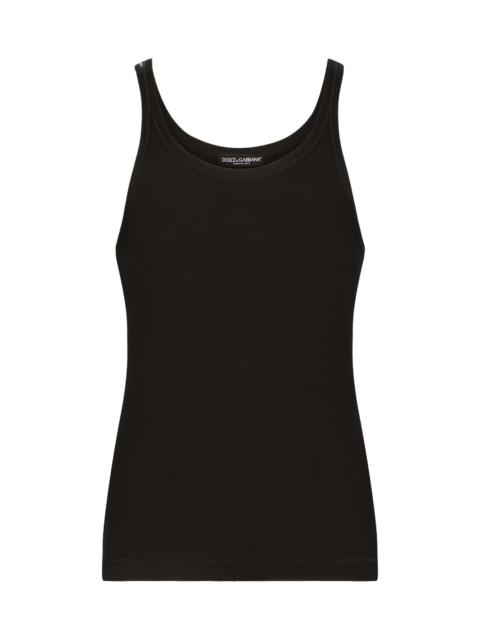 Dolce & Gabbana LOGO-PATCH DETAIL TANK TOP