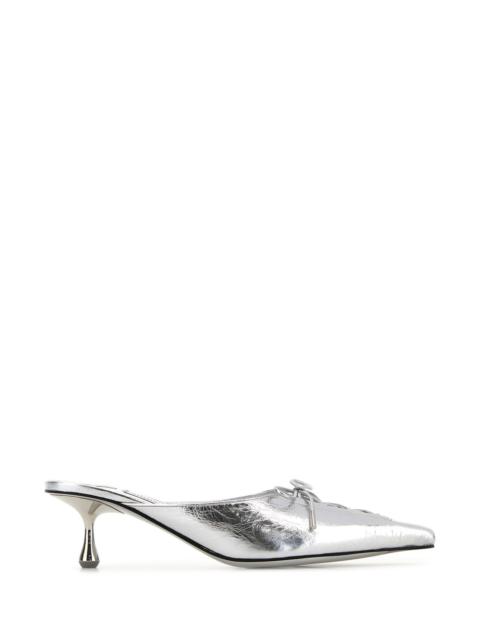 JIMMY CHOO Silver leather Scarlett mules