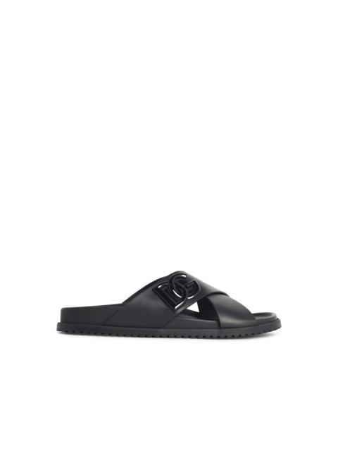 Dolce & Gabbana Dolce & Gabbana Black Leather Slippers