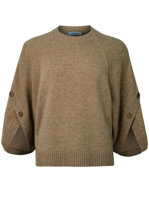 Max Mara MAX MARA Ampex Knit Round Neck Brown Wool Sweater New & Auth