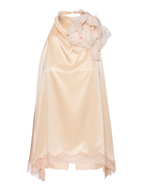 MAGDA BUTRYM Lace-Trimmed Silk Top orange