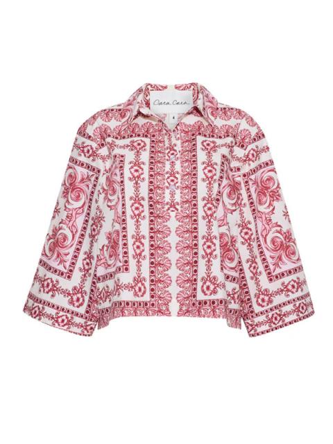 Cara Cara Erica Shirt in Hudson Scarf Egret