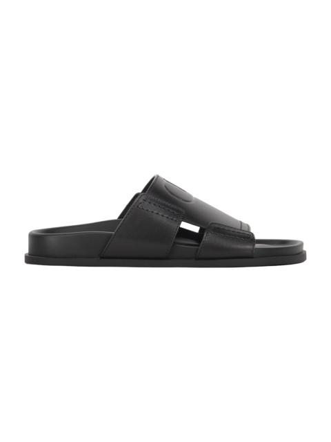 Valentino Leather Slides With Logo