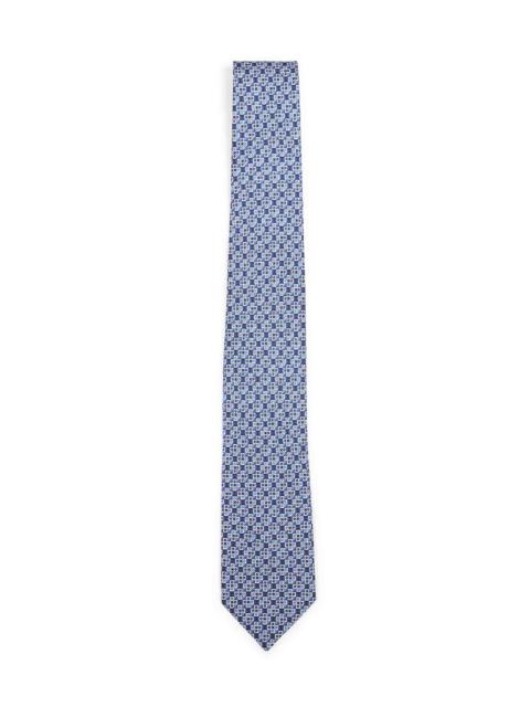 FERRAGAMO Gancini square print silk tie