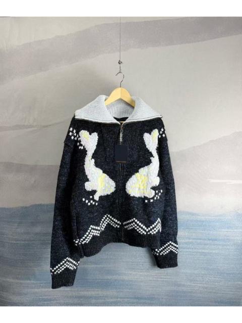 Louis Vuitton Louis Vuitton Nigo blue rabbit and floral patchwork knitted jacket
