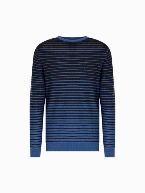 GIORGIO ARMANI CREW-NECK JUMPER IN LINEN AND COTTON